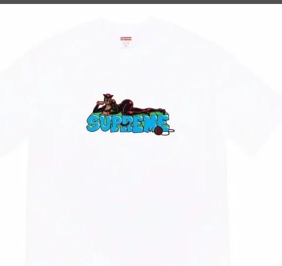 Black Pattern XL Short Printed and S White Catwoman Week Cartoon L Sleeve Letter 22FW M Tee T-shirt 0427